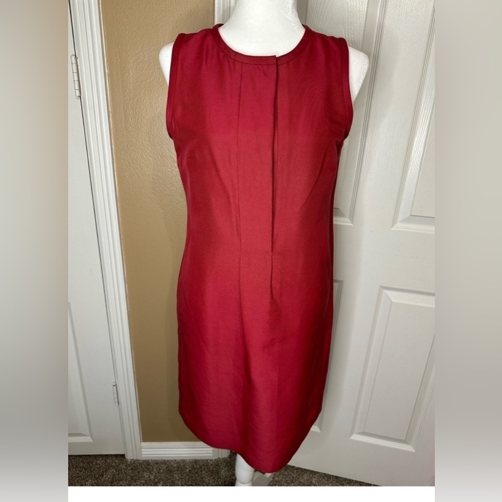 Talbots Womenβs Shift Dress silk Blend Size 8P Red Work Wear Business Sleeveless